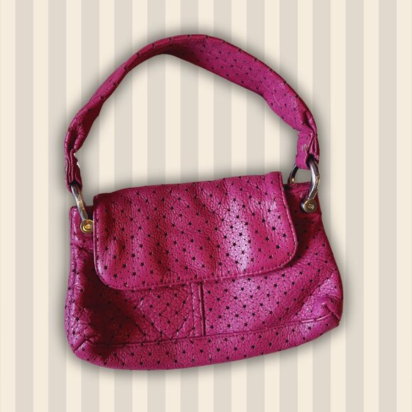 Secondhand Vintage 2000’s GAP pink leather mini purse with star cut-out details - Picture 1 of 4